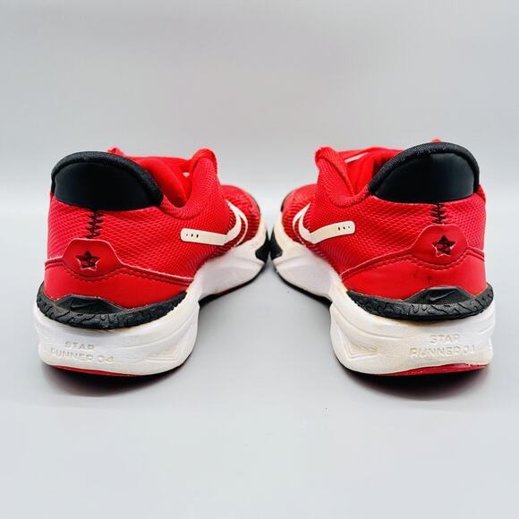 Nike Shoes Kids Boy 4.5Y Red White Black Star Runner 4 Athletic Running Sneakers - Picture 8 of 12